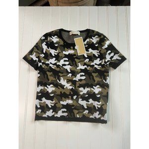 Brand New!! Michael Kors Camouflage Stretch-Viscose Jacquard T-shirt